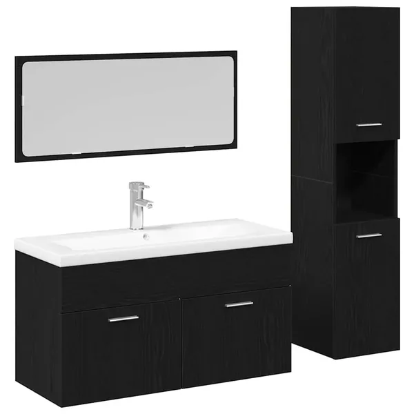 Ensemble de mobilier de salle de bain 4 pcs Chêne noir