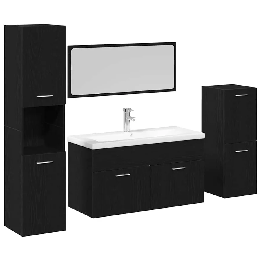 Ensemble de mobilier de salle de bain 4 pcs Chêne noir - 2