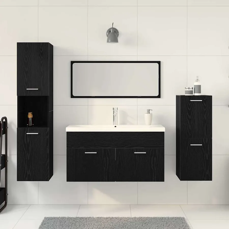 Ensemble de mobilier de salle de bain 4 pcs Chêne noir - 4