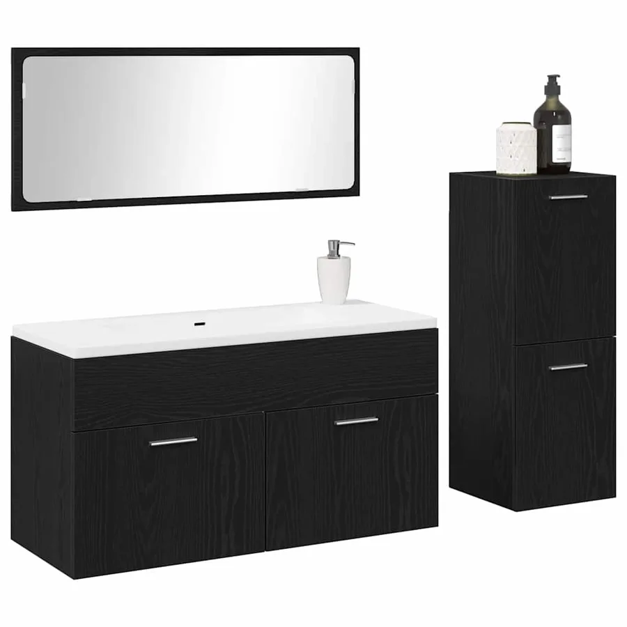 Ensemble de mobilier de salle de bain 3 pcs Chêne noir - 3