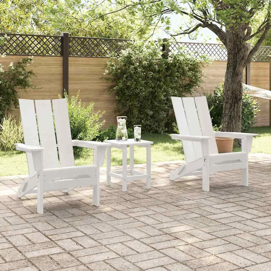 Chaise de jardin 3 pcs Blanc 80.5 x 74.5 x 92 cm Polyéthylène - 4