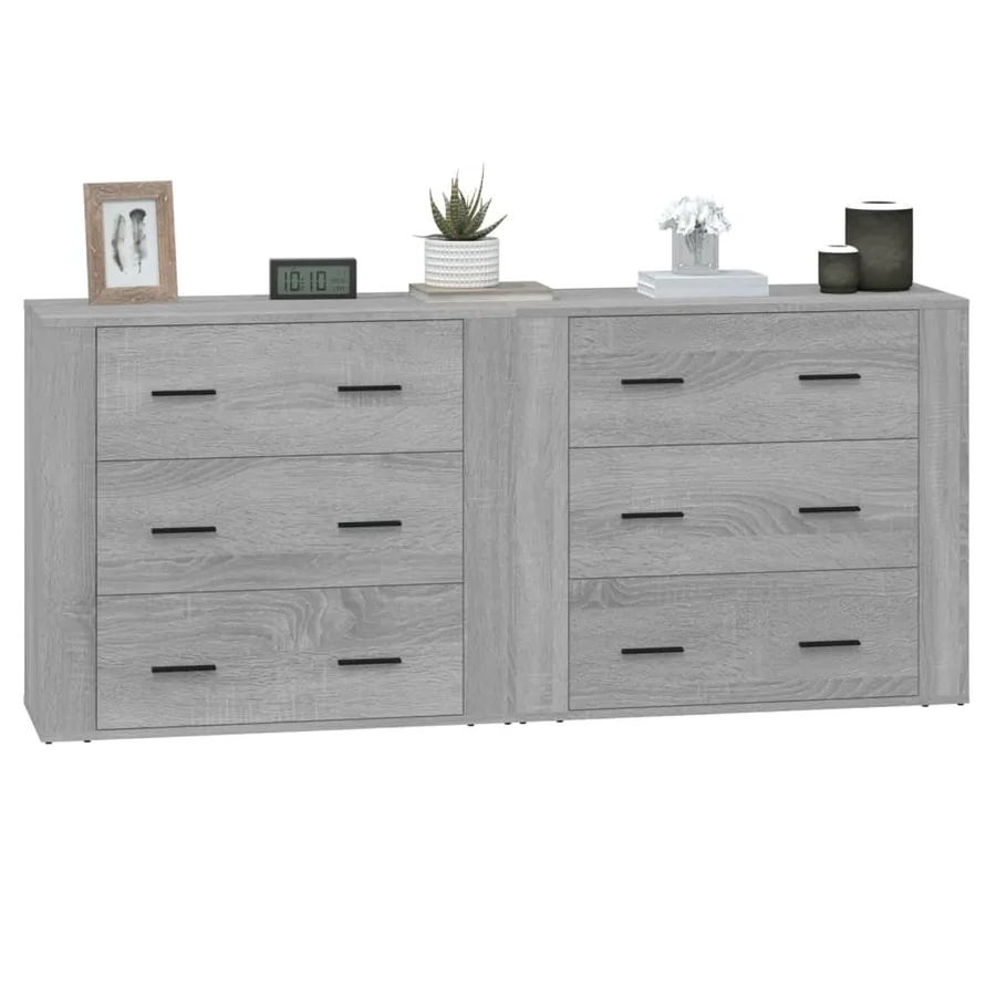 Buffets 2 pcs sonoma gris bois d'ingénierie - 4