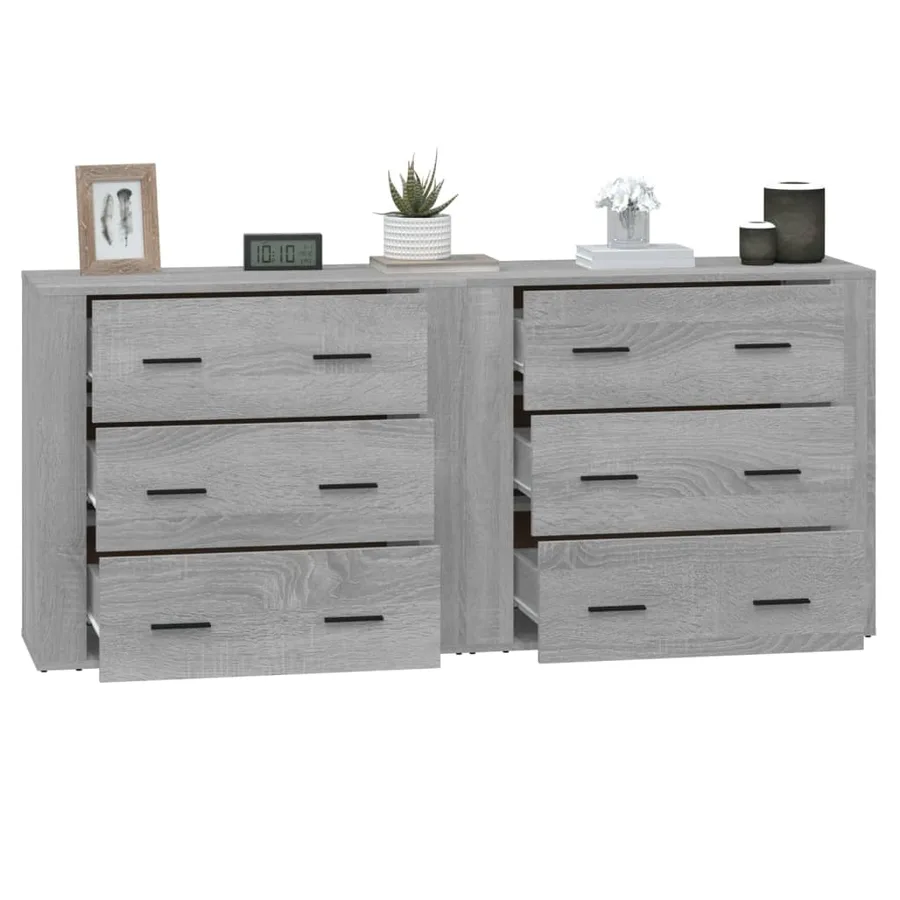 Buffets 2 pcs sonoma gris bois d'ingénierie - 5