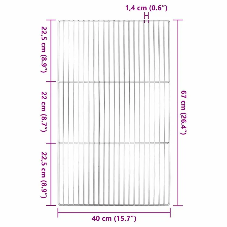 Grille de barbecue Argenté 67 x 40 cm Acier inoxydable - 6