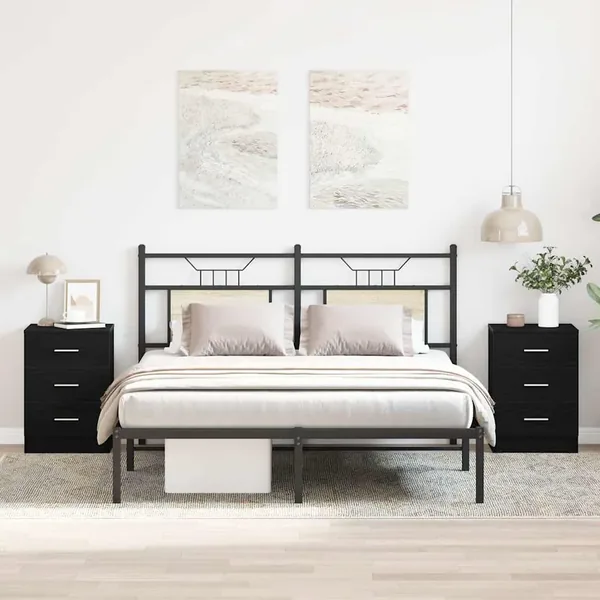 Tables de chevet 2 pcs Chêne noir 38x35x55 cm Bois d'ingénierie