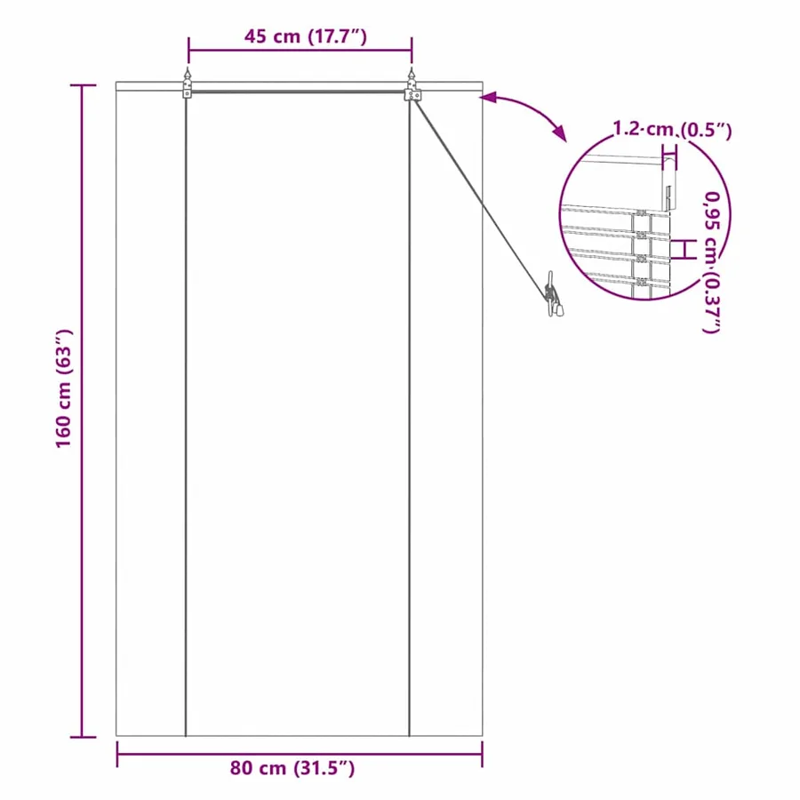 Store enrouleur Marron 80 x 160 cm Bambou - 15