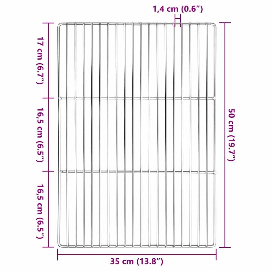 Grille de barbecue Argenté 50 x 35 cm Acier inoxydable - 6