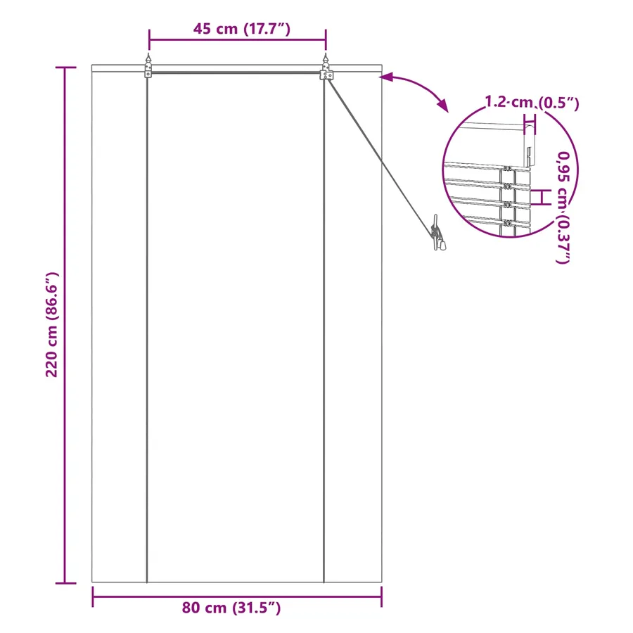 Store enrouleur Nature 80 x 220 cm Bambou - 15