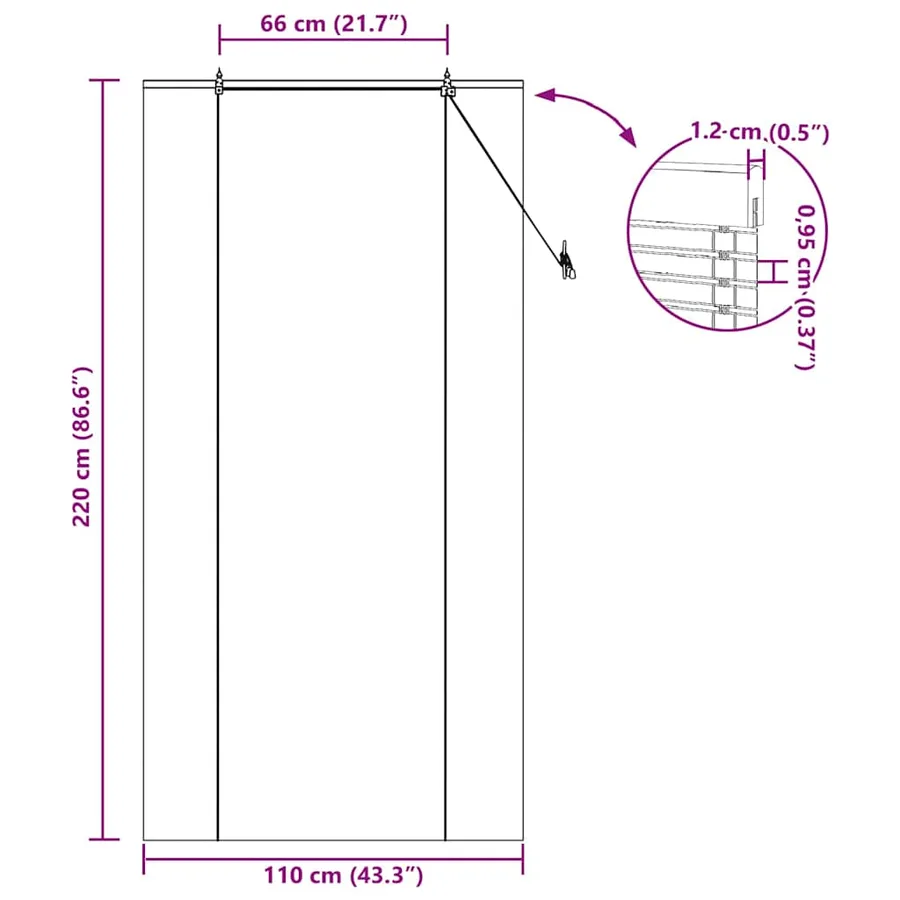 Store enrouleur Marron 110 x 220 cm Bambou - 15