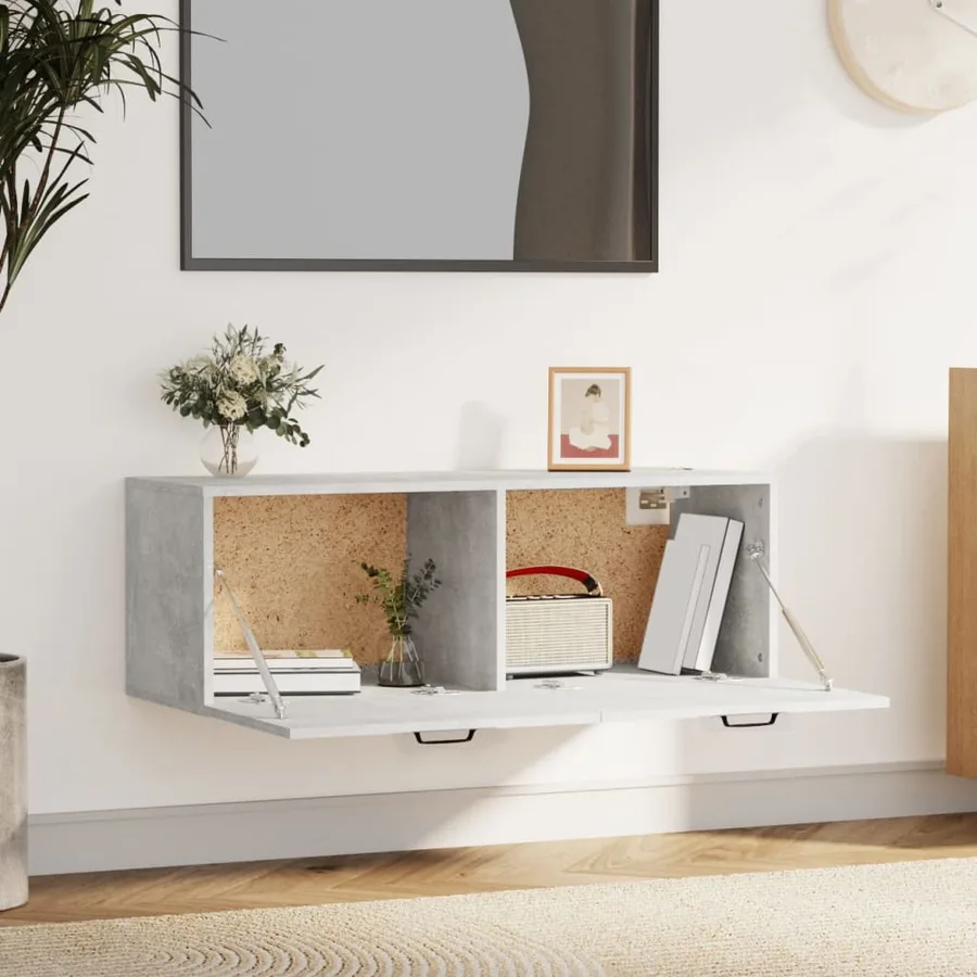 Armoire murale Gris béton 100x36,5x35 cm Bois d'ingénierie - 3