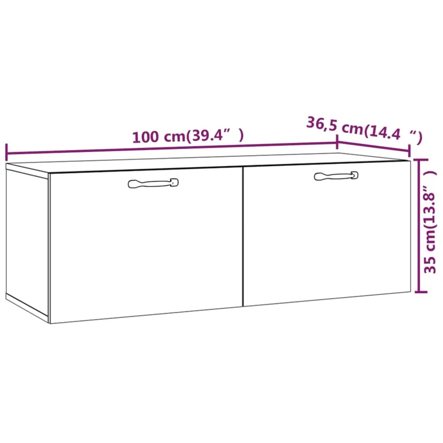 Armoire murale Gris béton 100x36,5x35 cm Bois d'ingénierie - 9
