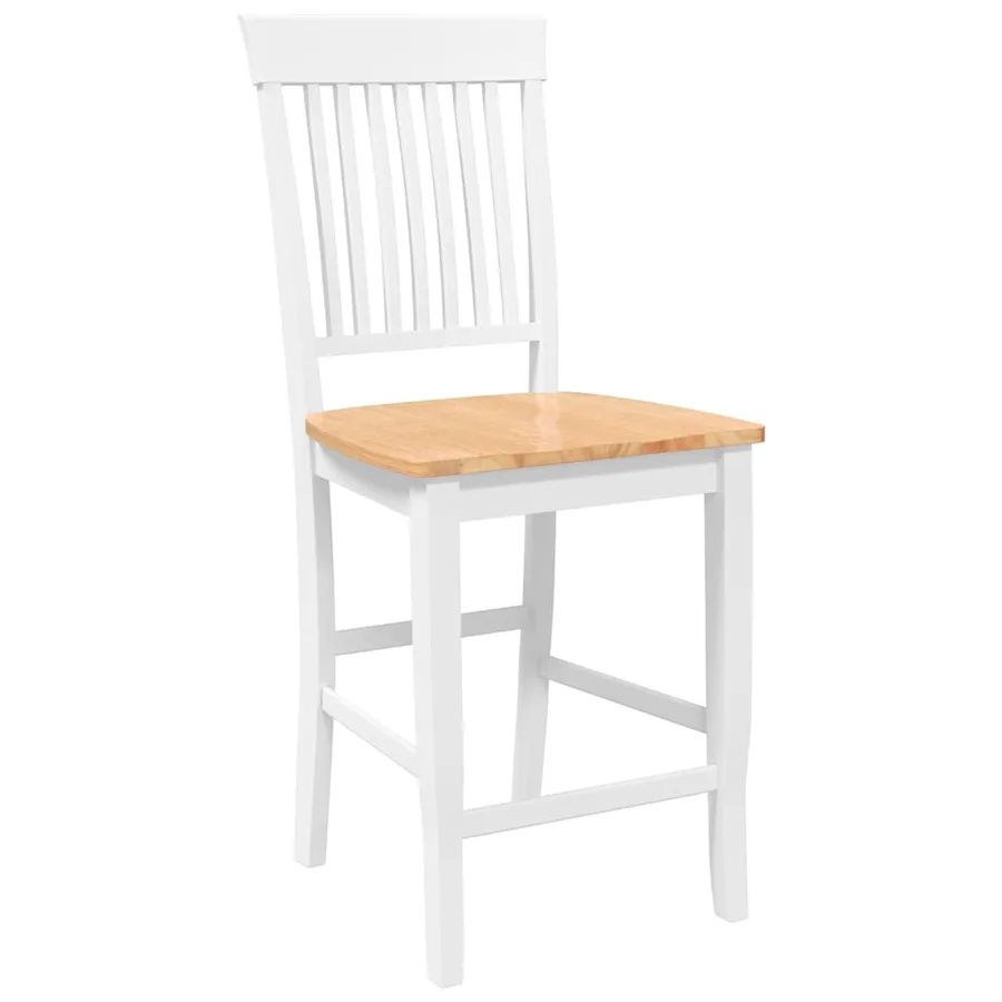 Tabourets de bar (lot de 2) en bois massif blanc et caoutchouc - 4