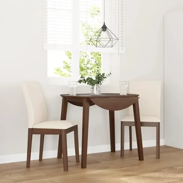 Chaises à manger coussins 2 pcs marron bois massif caoutchouc