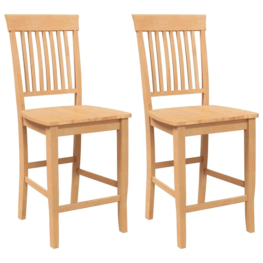 Tabourets de bar (lot de 2) en bois massif naturel et caoutchouc - 2