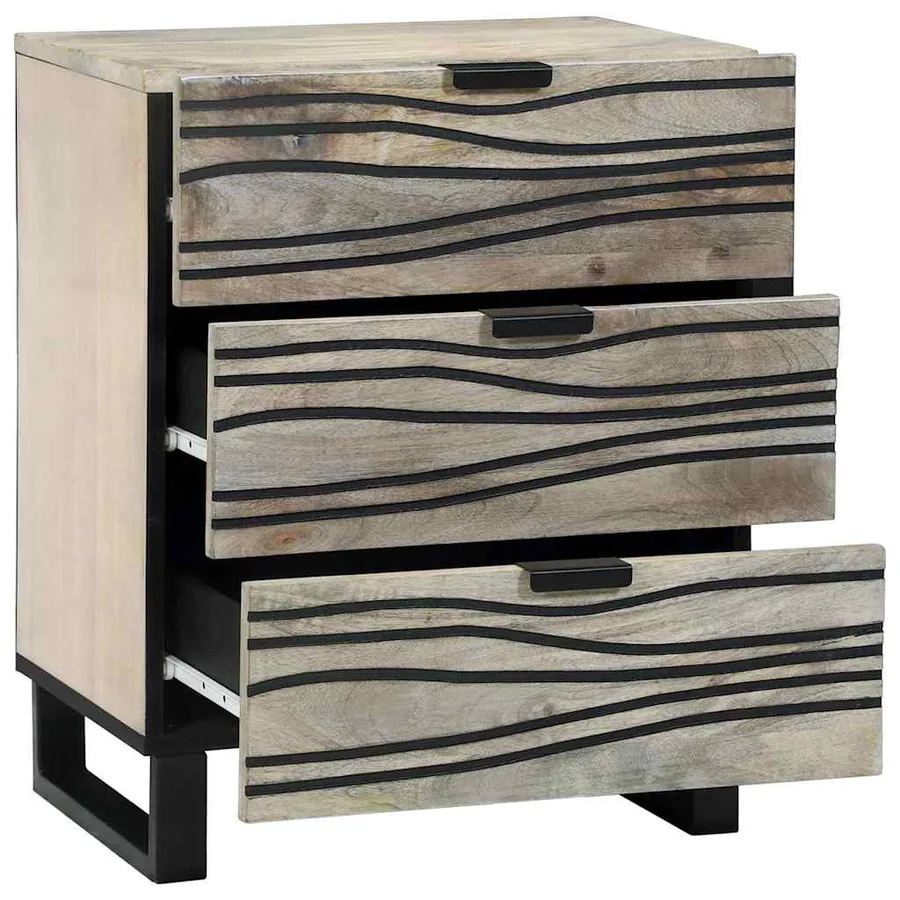 Table de chevet Blanc 50 x 33 x 62 cm Bois d'ingénierie - 2