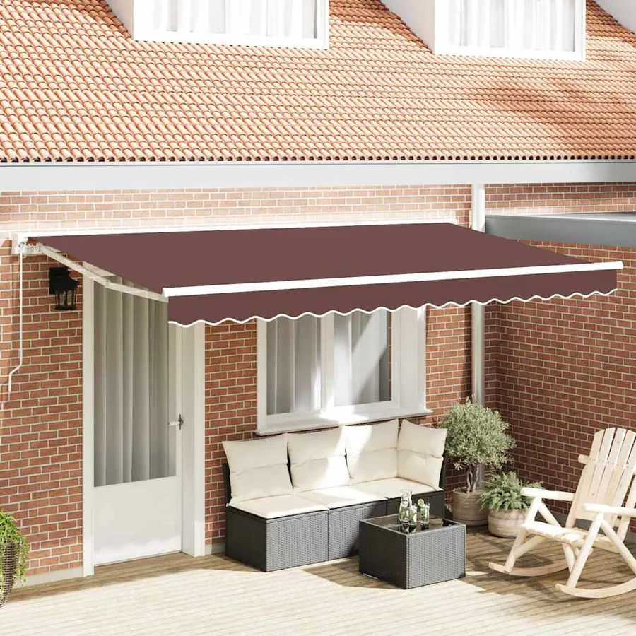 Cadre d'auvent Marron 400 x 200 cm Polyester avec revêtement PU