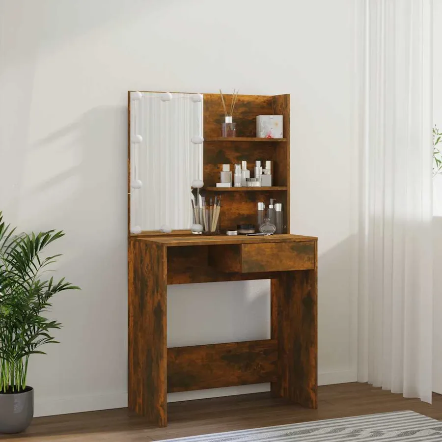 Coiffeuse avec LED Chêne marron 74,5x40x141 cm - 14