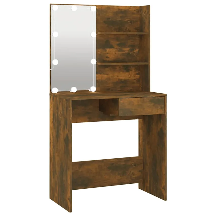 Coiffeuse avec LED Chêne marron 74,5x40x141 cm - 2