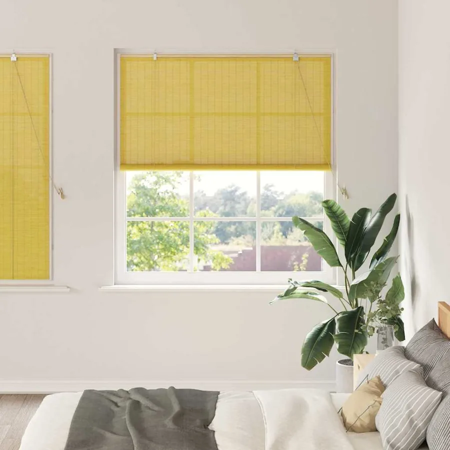Store enrouleur Jaune 150 x 160 cm Bambou