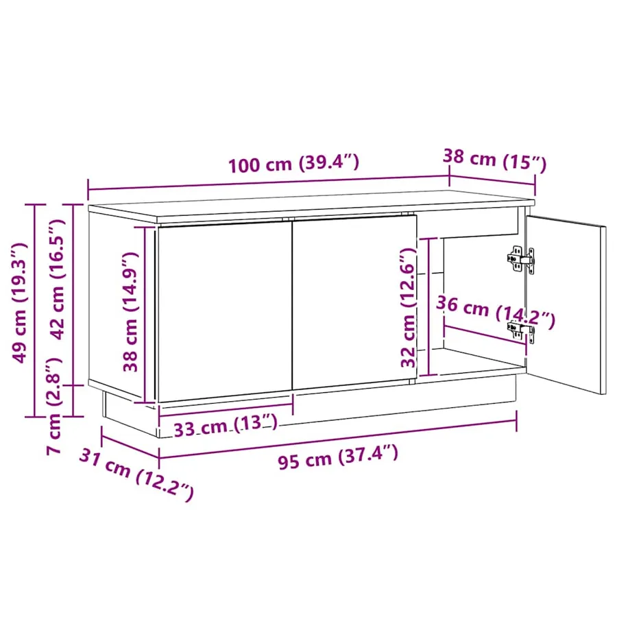 Meuble TV Gris Sonoma 100 x 38 x 49 cm Bois d'ingénierie - 16
