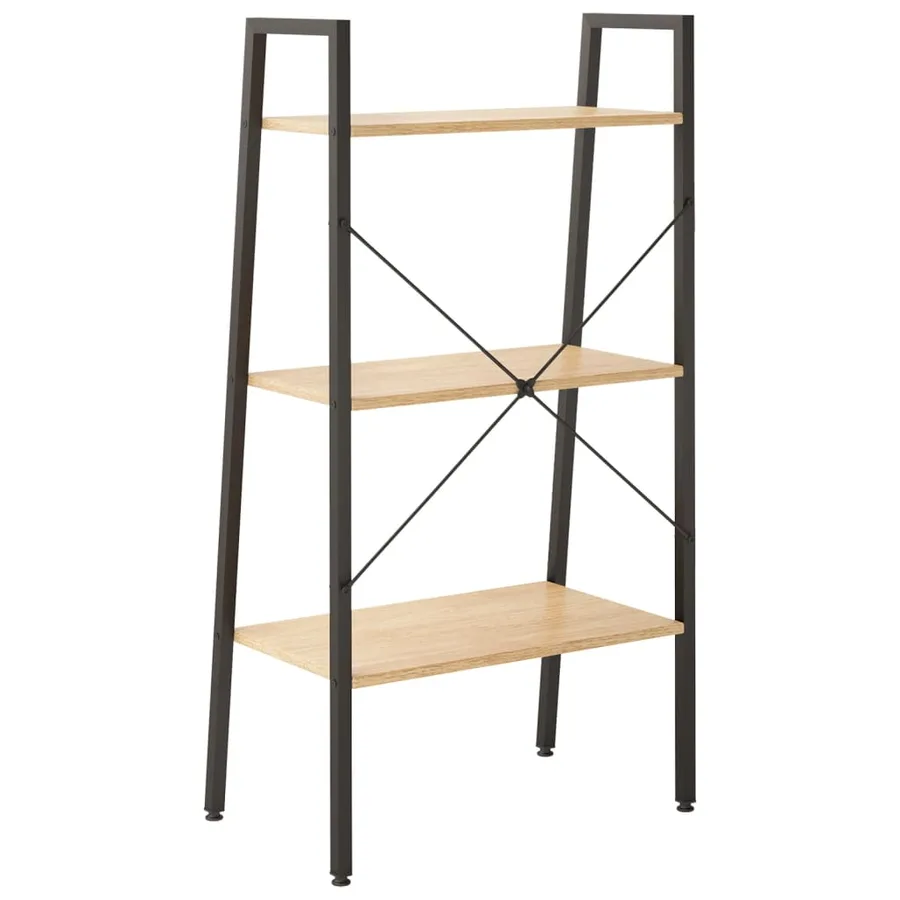 Étagère sur pied 3 niveaux Marron clair et noir 56x35x108 cm - 5