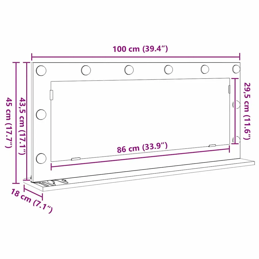 Miroir de vanité Rectangulaire Chêne noir 100 x 45 x 18 cm - 11