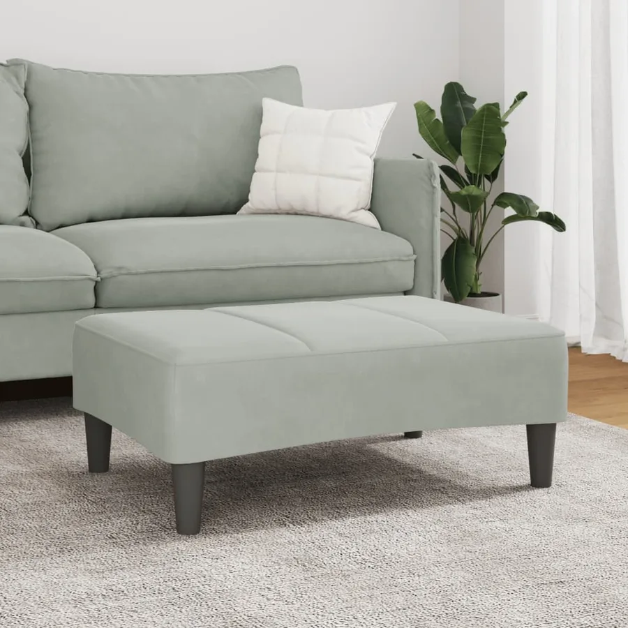Repose-pied gris clair 77x55x31 cm velours - 3