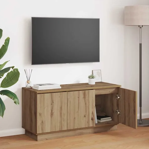 Meuble TV 100 x 38 x 49 cm Chêne artisanal Bois d'ingénierie