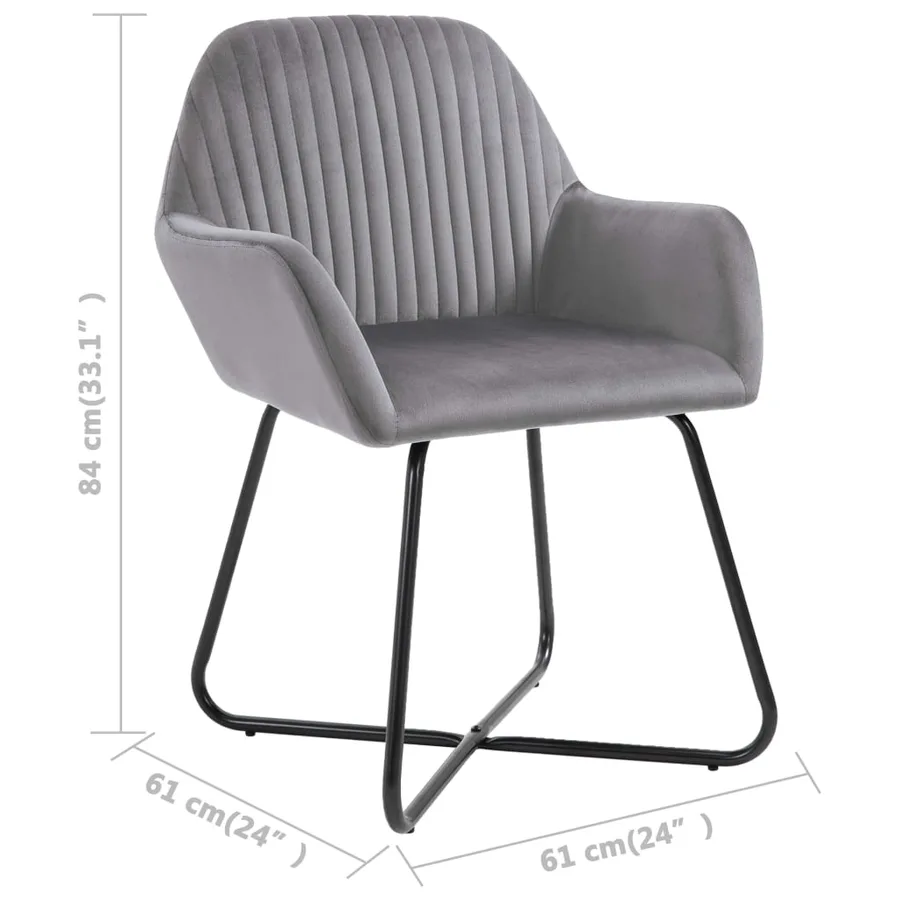 Chaises à manger lot de 6 gris velours - 8