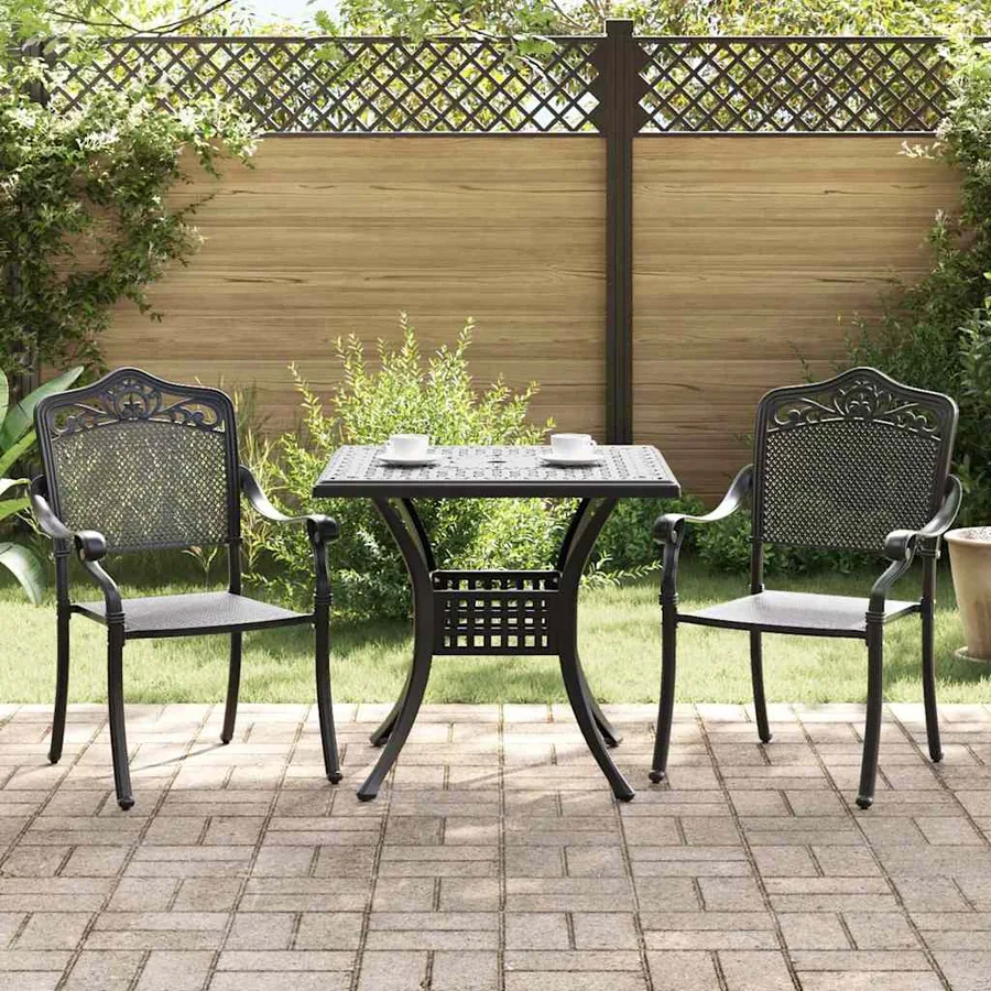 Ensemble de tables de jardin 3 pcs Noir Aluminium coulé
