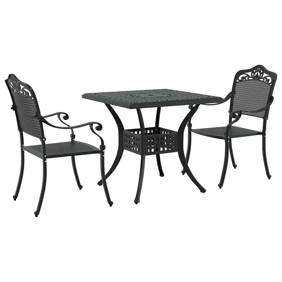 Ensemble de tables de jardin 3 pcs Noir Aluminium coulé - 2