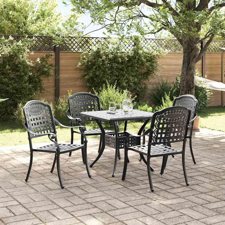 Ensemble de tables de jardin 5 pcs Noir Aluminium coulé - 4