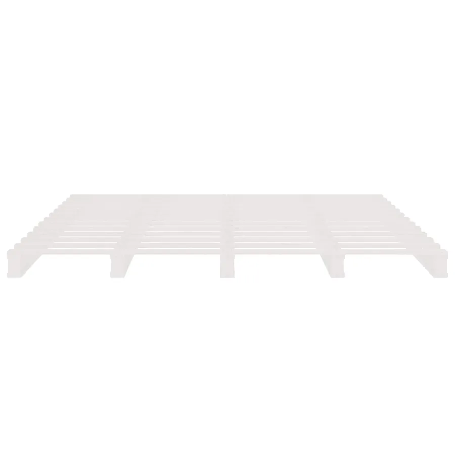 Lit de palette blanc 200x200 cm bois de pin massif - 5