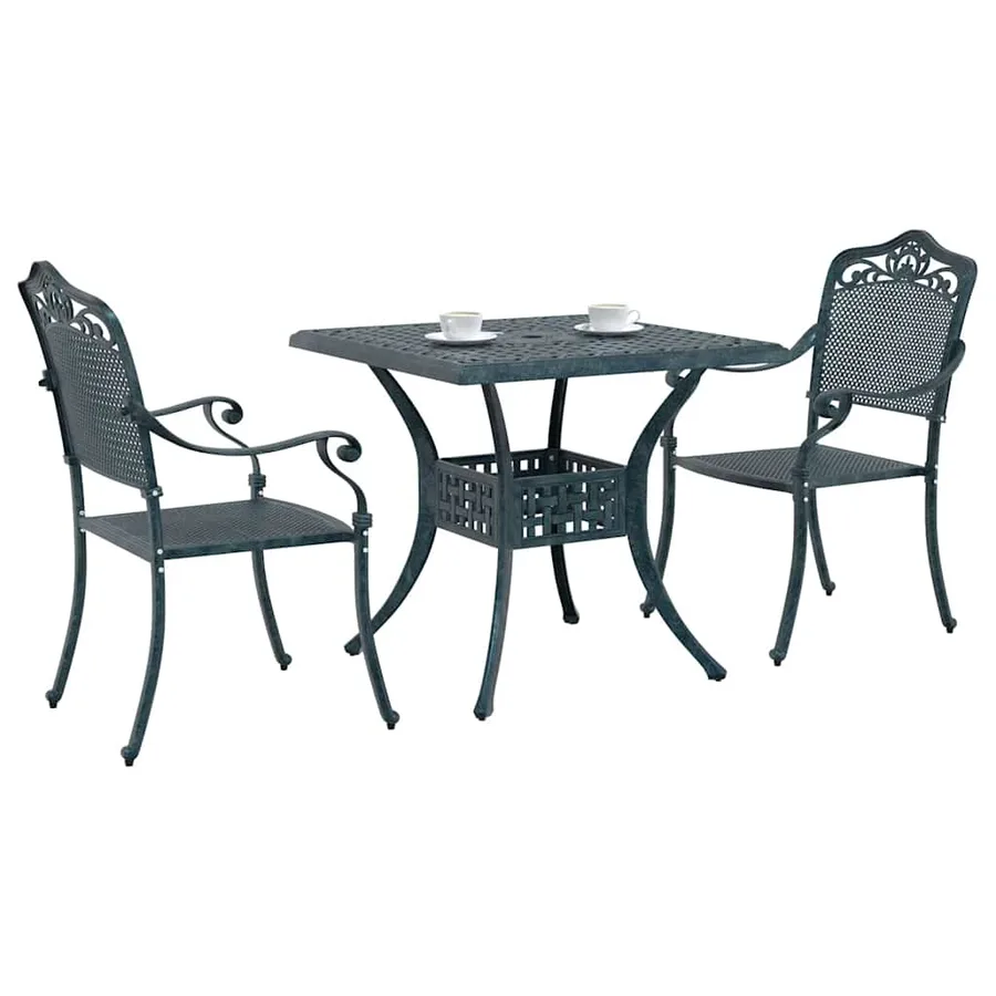 Ensemble de tables de jardin 3 pcs Vert Aluminium coulé - 3