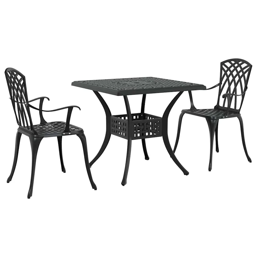 Ensemble de tables de jardin 3 pcs Noir Aluminium coulé - 2