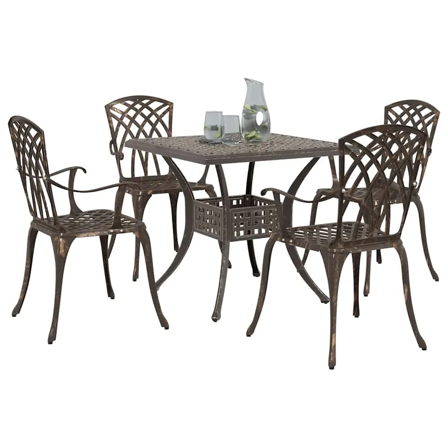 Ensemble de tables de jardin 5 pcs Bronze Aluminium coulé - 3