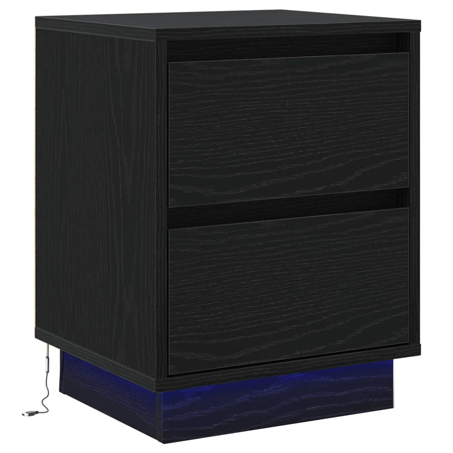 Cabinet de chevet avec tiroir Chêne noir 39 x 34,5 x 50 cm - 2
