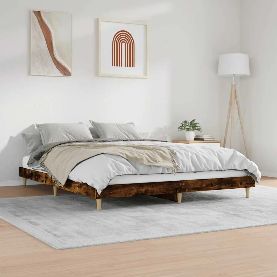 Cadre de lit sans matelas chêne fumé 120x200 cm bois ingénierie - 4