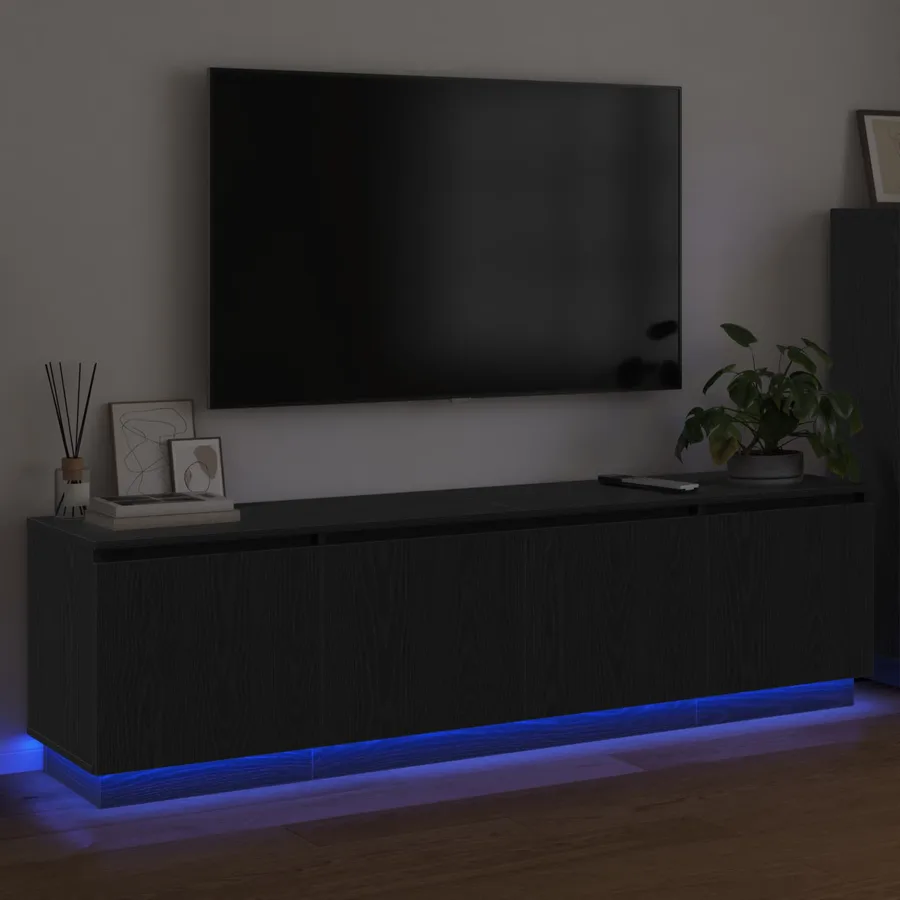 Meuble TV Chêne noir 180 x 38 x 49 cm Bois d'ingénierie - 5