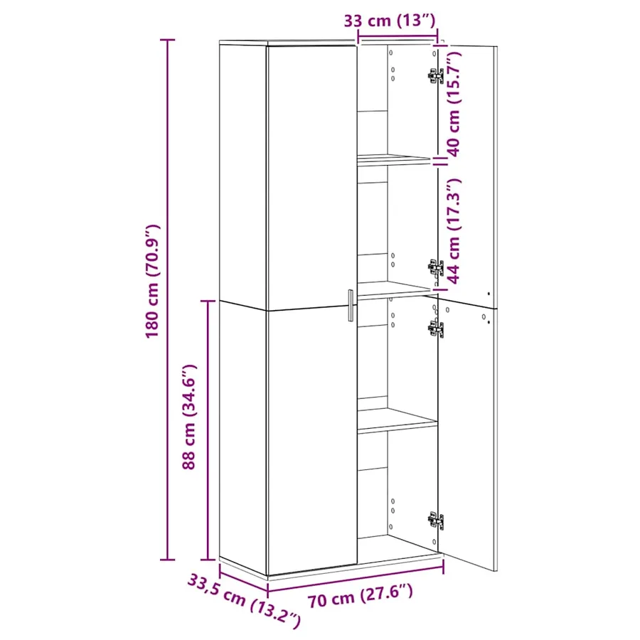 Haut Armoire 70 x 33,5 x 180 cm Bois d'ingénierie - 16