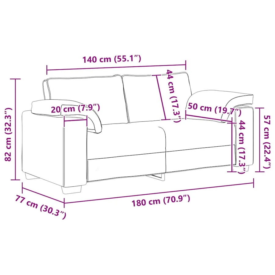 Canapé deux places Taupe 180 cm tissu - 9