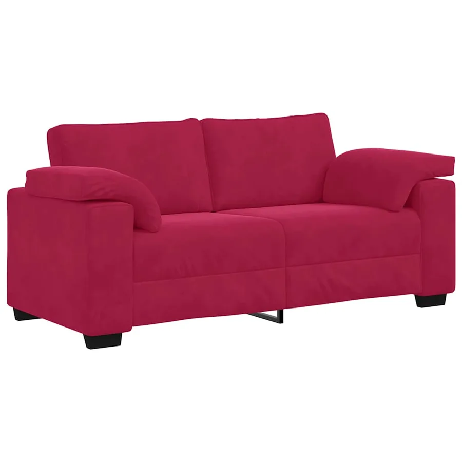 Canapé deux places rouge bordeaux 180 x 77 x 82 cm velours - 2