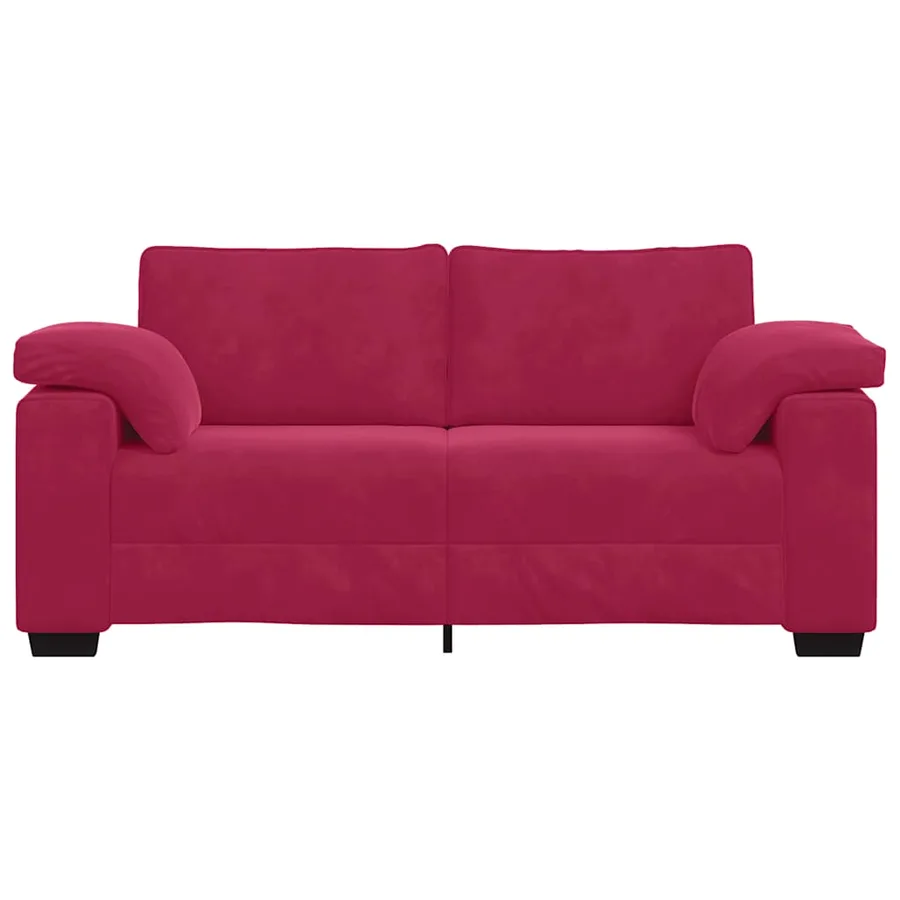 Canapé deux places rouge bordeaux 180 x 77 x 82 cm velours - 4