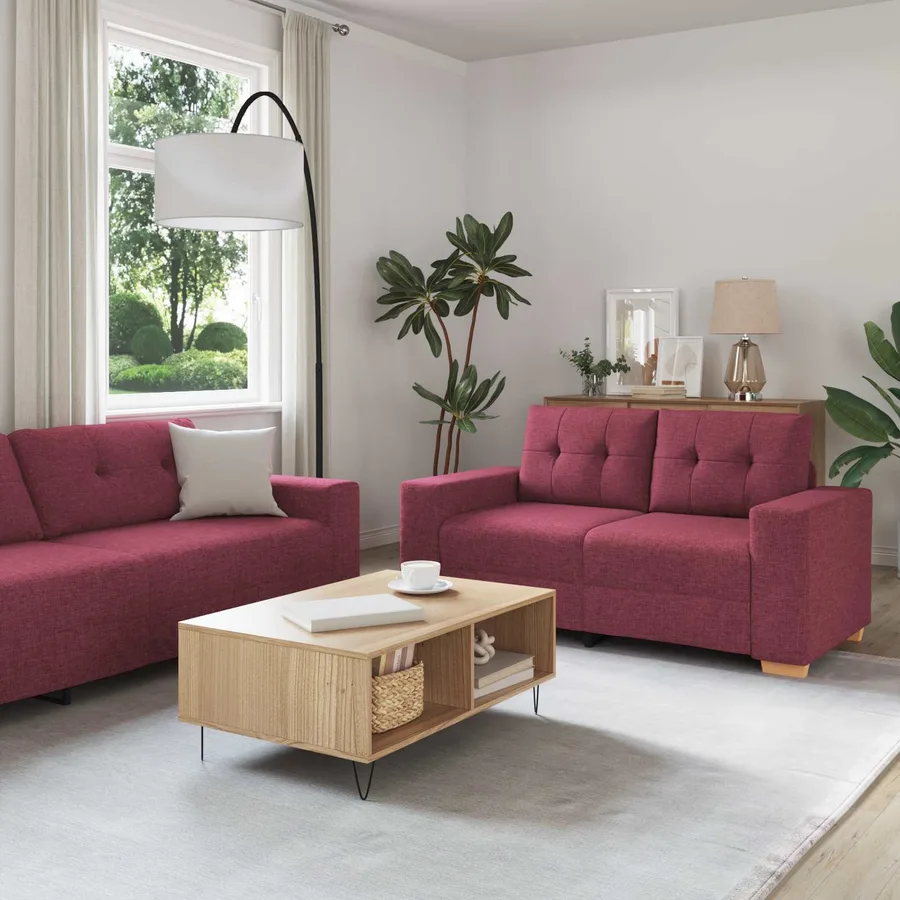 Canapé 3 pcs Rouge Vent 221 x 80 x 80 cm Tissu en lin mélangé - 3