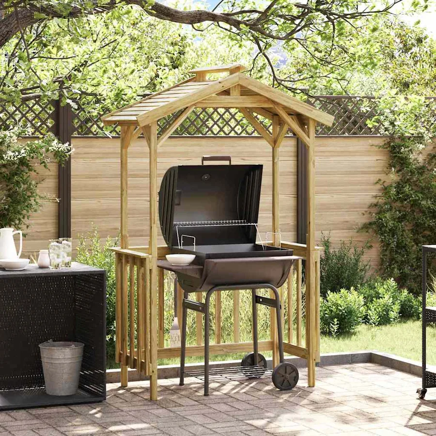 Abri pour barbecue 133,5 x 63 x 200 cm Pinède imprégnée