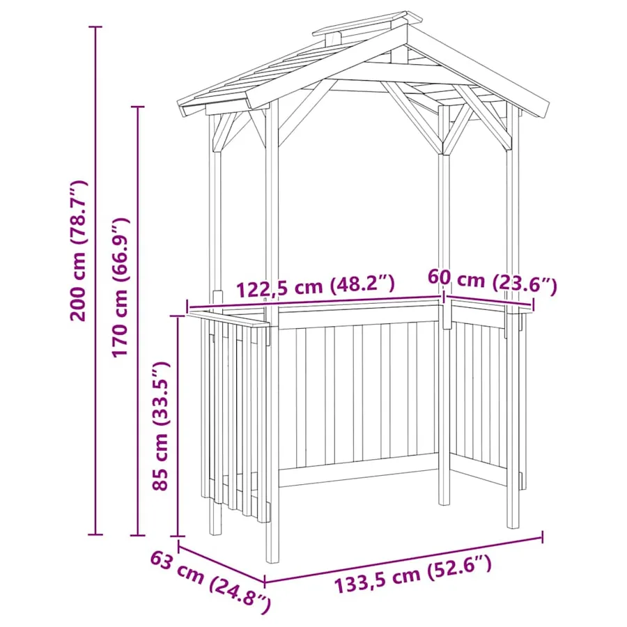 Abri pour barbecue 133,5 x 63 x 200 cm Pinède imprégnée - 8