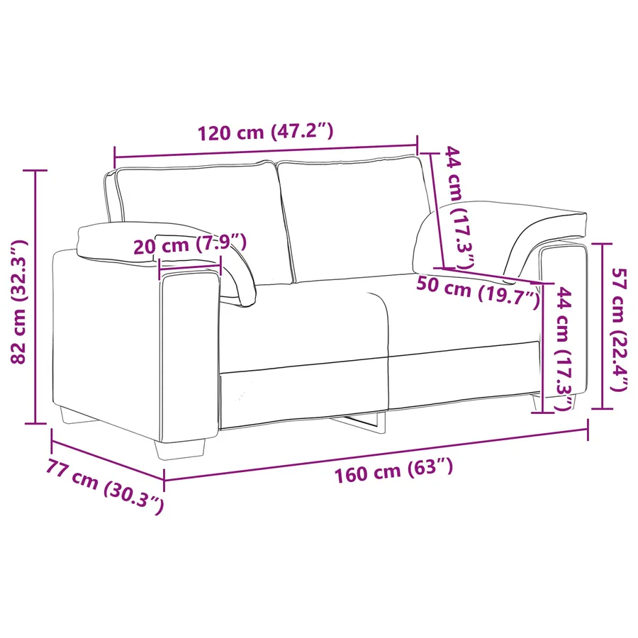 Canapé 2 pcs Gris nuage 219 x 80 x 82 cm tissu - 8