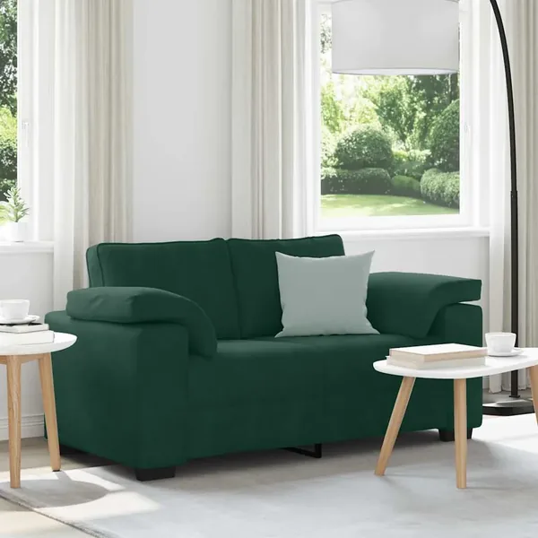 Canapé deux places vert foncé 160 x 77 x 82 cm velours