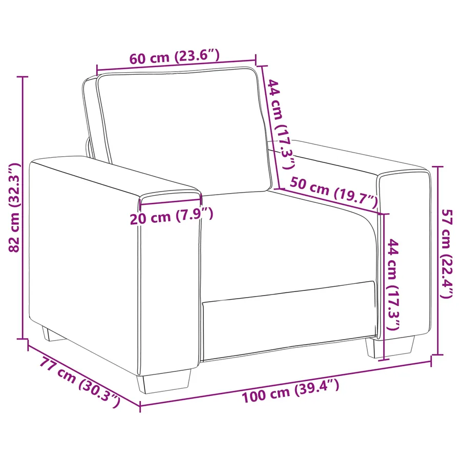 Fauteuil Bordeaux 100 cm tissu - 8