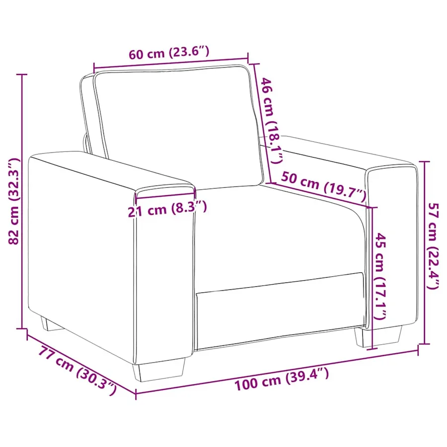 Fauteuil canapé bleu 100x77x82 cm en tissu velours côtelé - 9